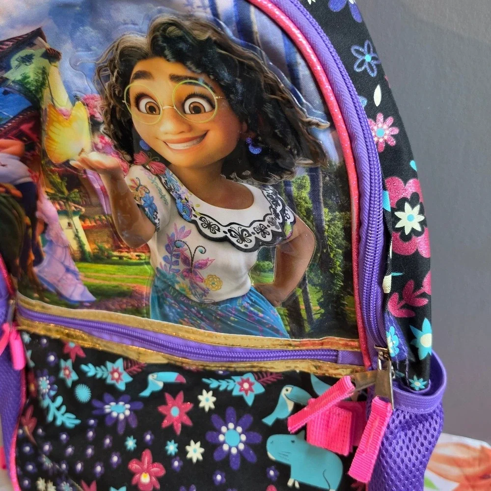 Disney Encanto Mirabel Backpack Purple Floral School Bag Girls Kids